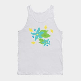 Blue Flower and Yellow Leaf Tank Top